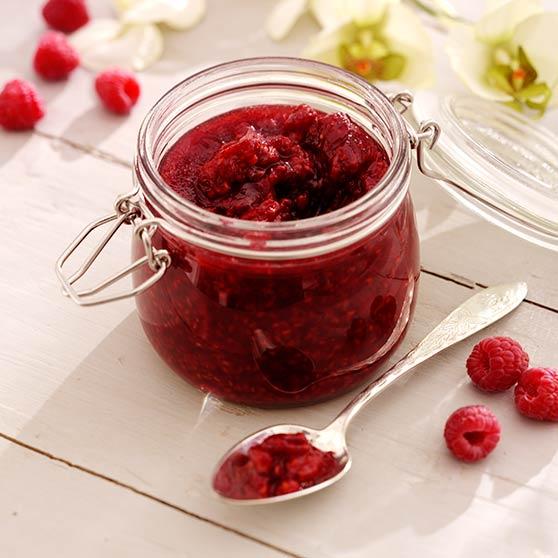 Raspberry and coconut jam using frozen berries