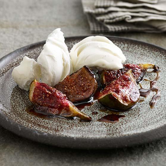 Warm figs with muscovado ice cream