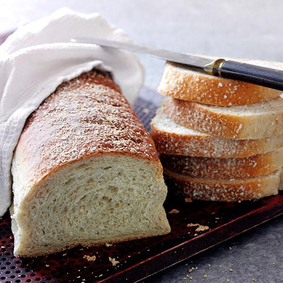 Bread with rolled oats in a roasting pan